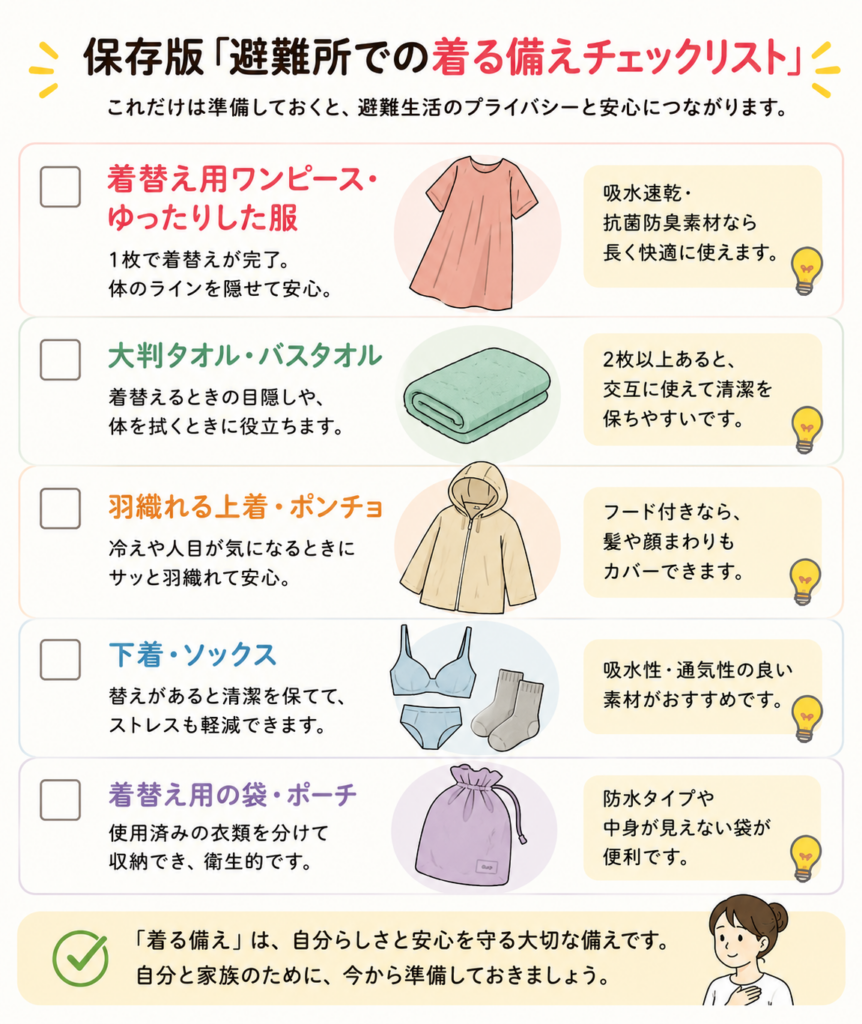 保存版「避難所での着る備えチェックリスト」